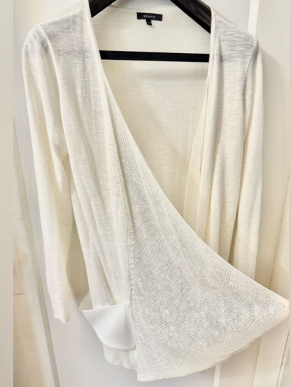 RW & CO CREAMY WHITE OPEN CARDIGAN WITH POCKETS